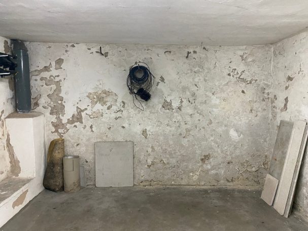 Wasserschaden Schimmelpilz abplätternder Putz Mosbach Kellersanierung feuchter Keller Beachtec Kellertrocknung